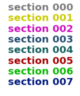 clickable colored list of section names